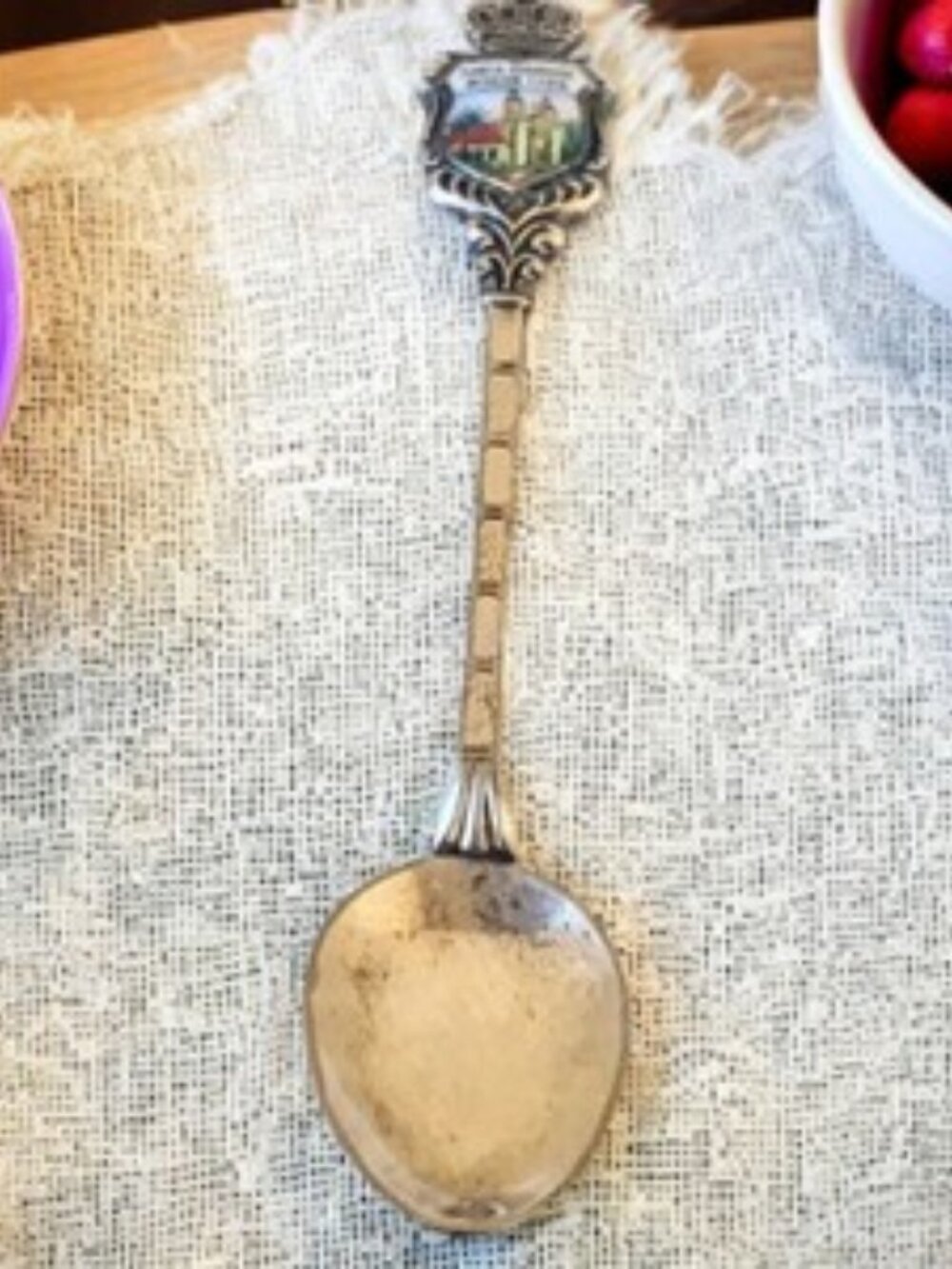 Santa Barbara Mission CA 1786 SilverPlate Souvenir Spoon TINY made in Germany
